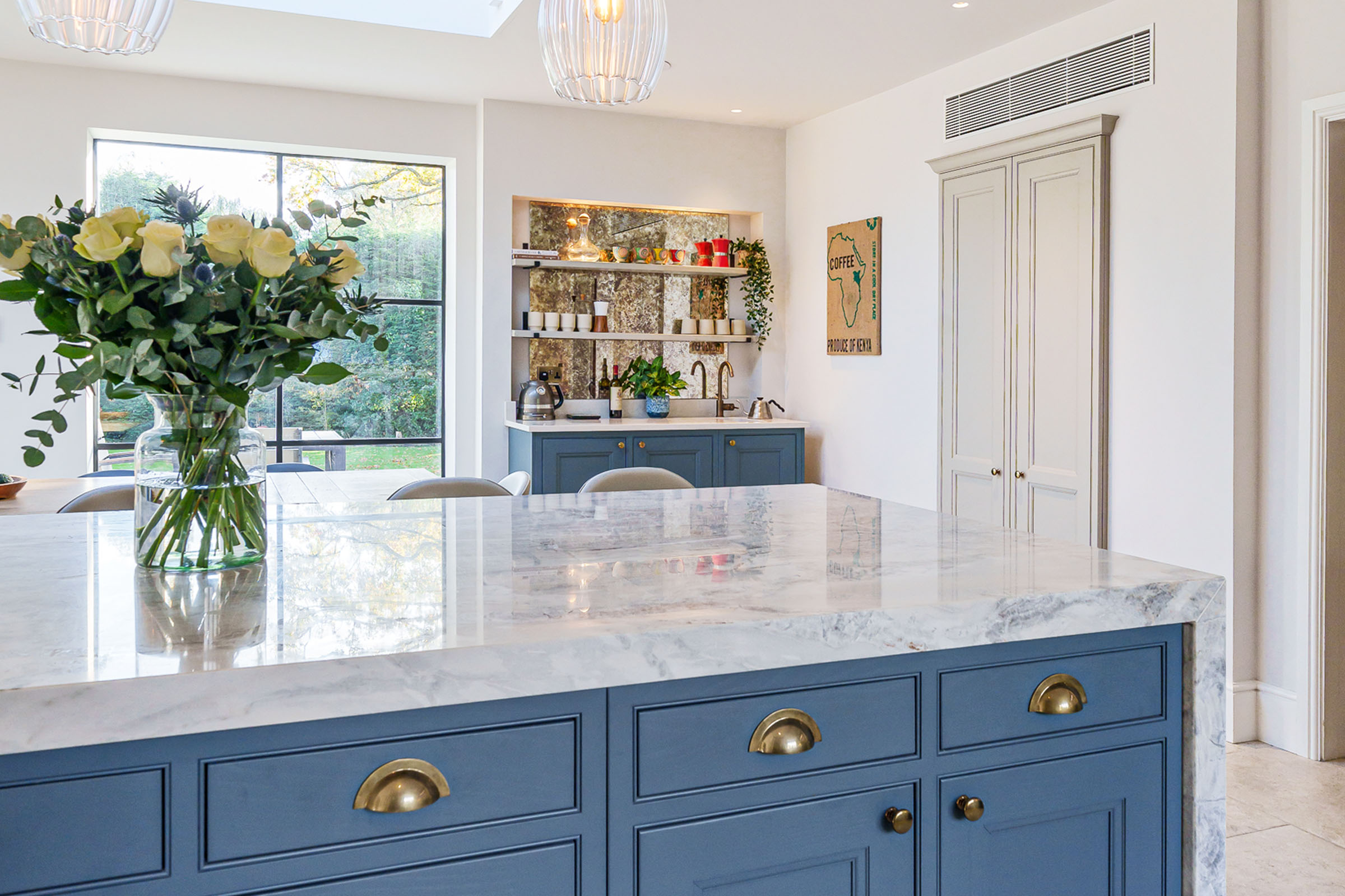 A Handmade Bespoke Shaker Blue Handpainted Kitchen, Windsor