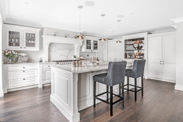 A timeless hand-painted and handcrafted Davonport shaker kitchen designed by award-winning designers KCA