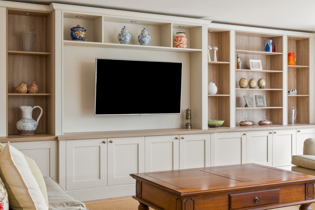 Fitted media room furniture in a traditional style