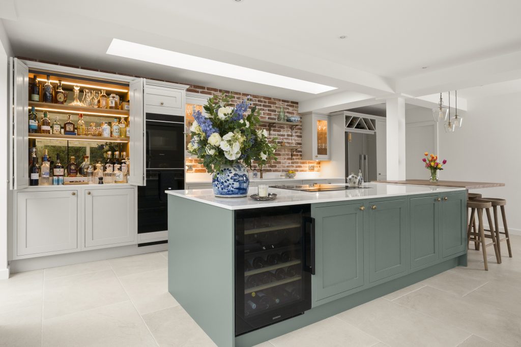Award-winning modern in-frame Shaker kitchen with walk-in pantry, Surrey