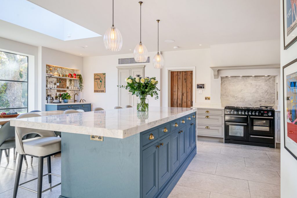 Factory-finished Shaker kitchen with precision cabinetry and storage